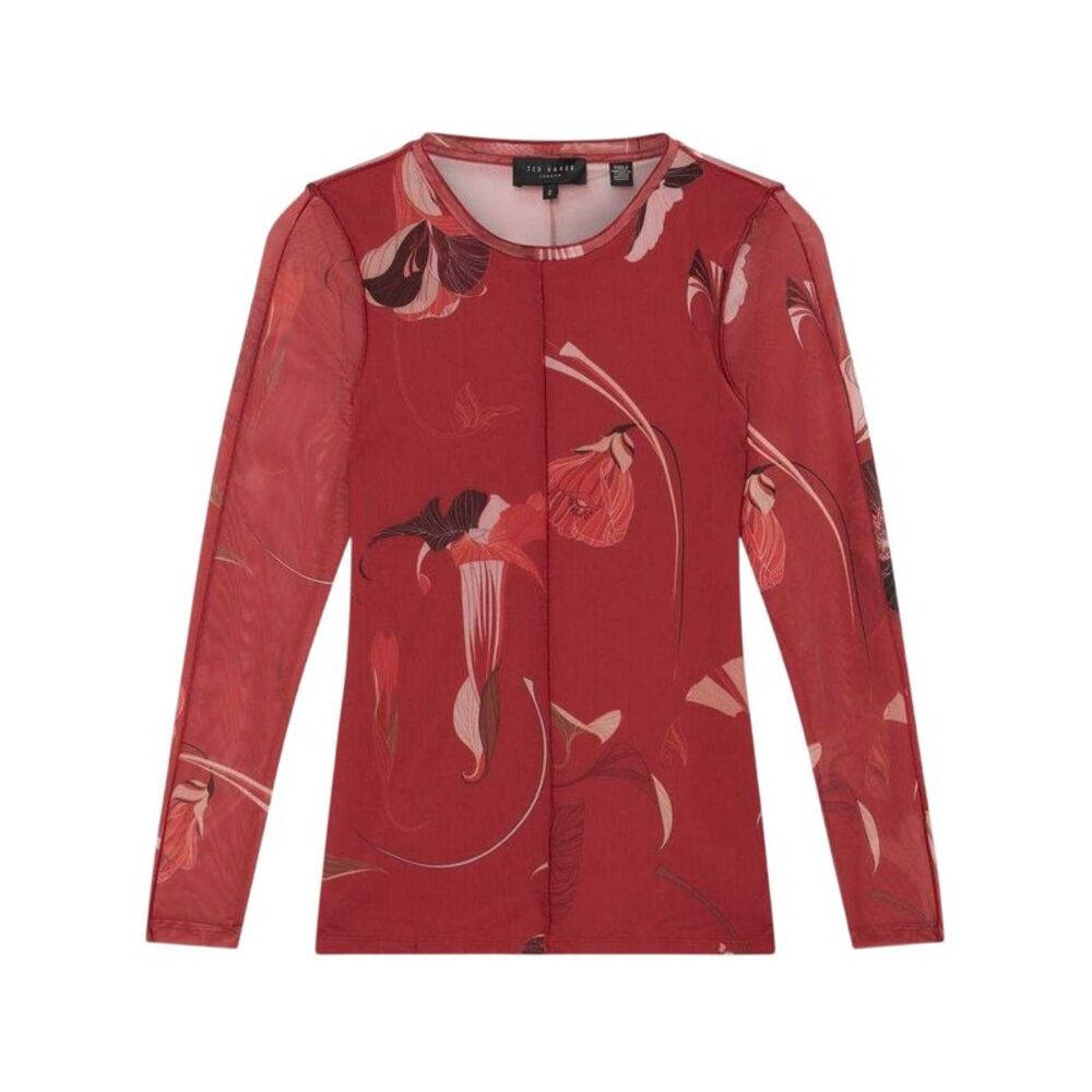 Ted Baker Womens/Ladies Floral Mesh Long-Sleeved Top / Red